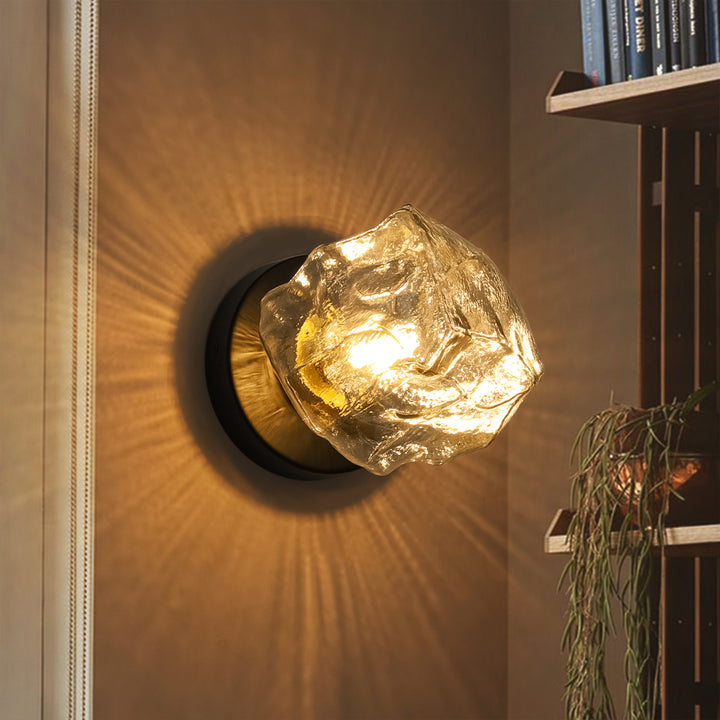 Orvra 1-Light Retro Oval Ice Cube Shape Glass Contemporary Wall Sconce Lamp (6") Brightelier