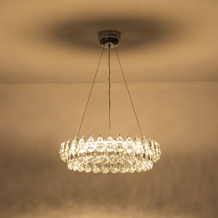 Orbina LED Round Crystal Integrated Mid-Century Modern Chandelier (24") Brightelier