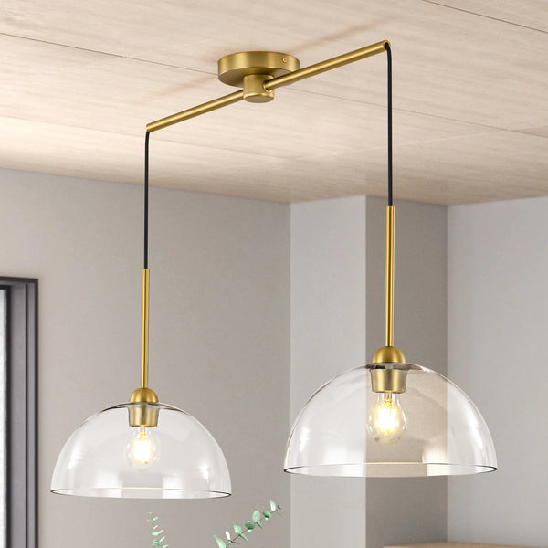 Virelo 2-Light Linear Dome Clear Glass Globe Bubble Pendant (36")