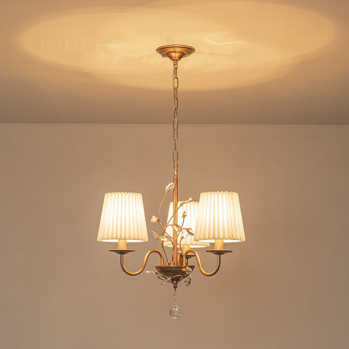 Dresqui 3-Light Dimmable Vintage Antique Fabric Pleated Shades Chandelier (21") Brightelier