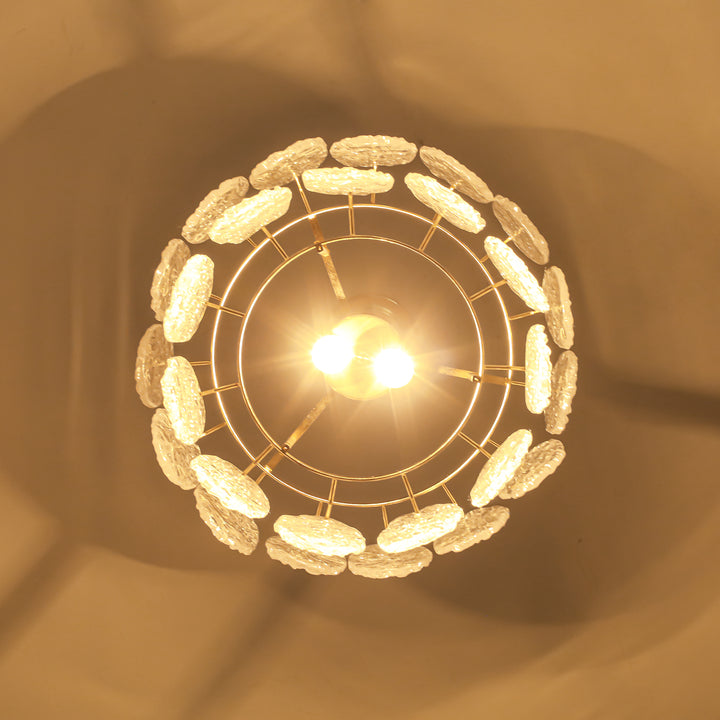 Brindlea 2-Light Drum Pressed Tiered Glass Crystal Transitional Chandelier (24") Brightelier