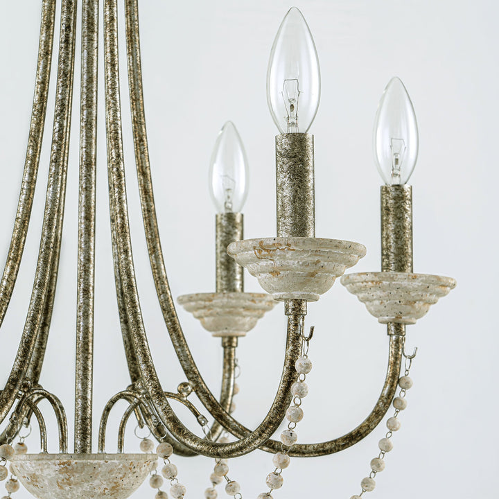 Dresqui 6-Light Dimmable Wood Traditional Candle Style Chandelier (20") My Store