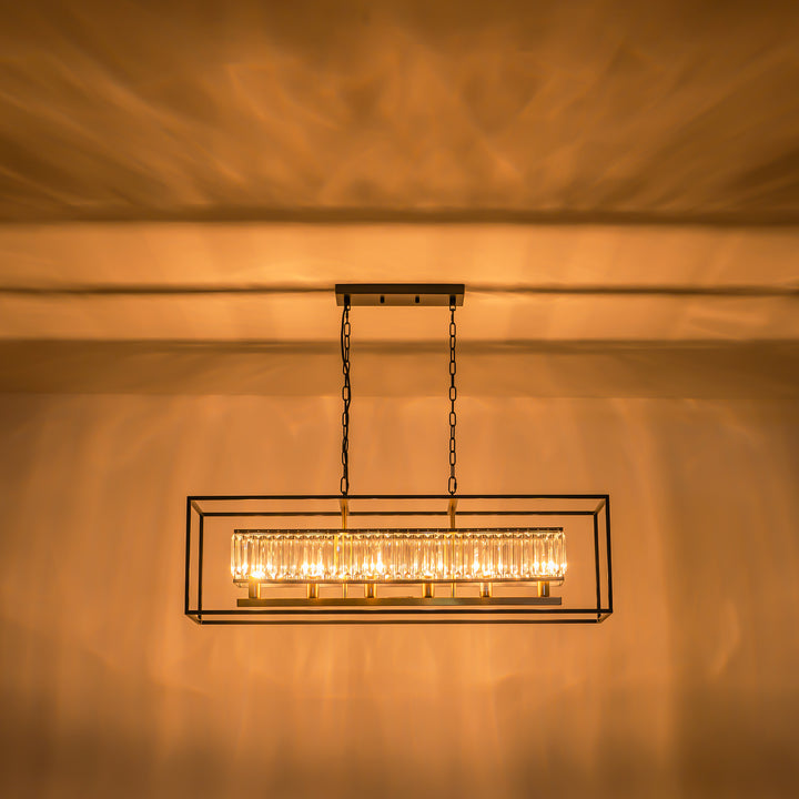 Zenvia 6-Light Rectangular Crystal Modern Chandelier (40") Brightelier