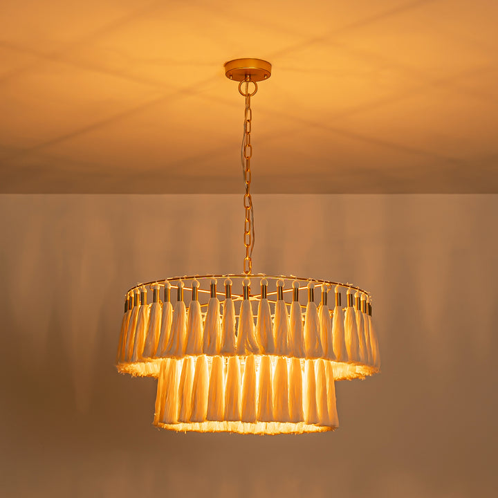 Brilune 6-Light Dimmable Fabric Bohemian Round Chandelier (23") My Store