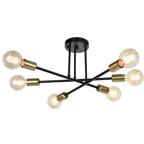Whispora 6-Light Dimmable Sputnik Modern Semi Flush Mount (24")