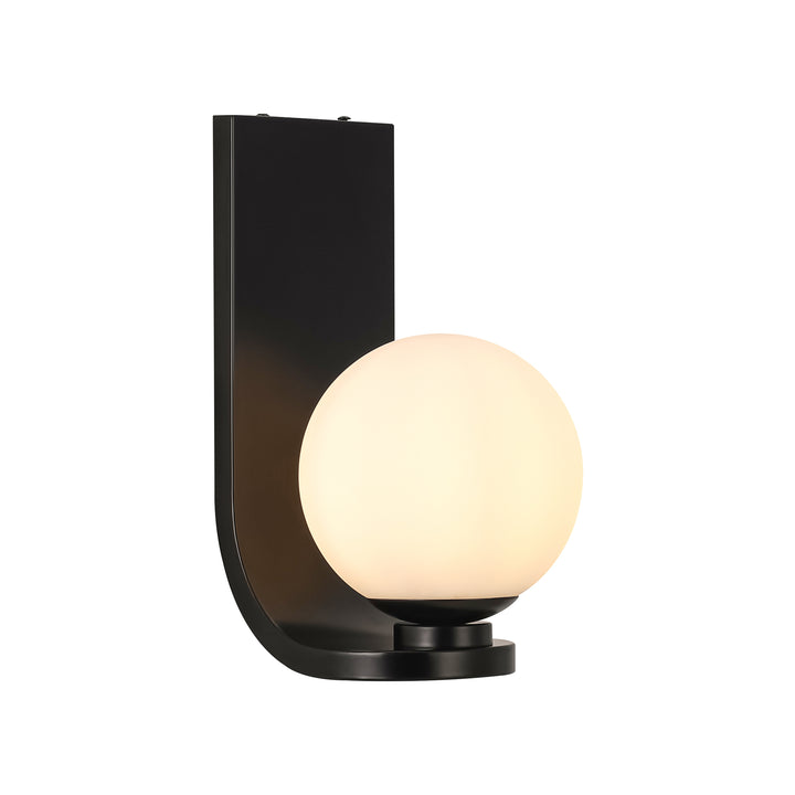 Tranquix 1-Light Matte Black J-Shaped Wall Sconce (8") Brightelier