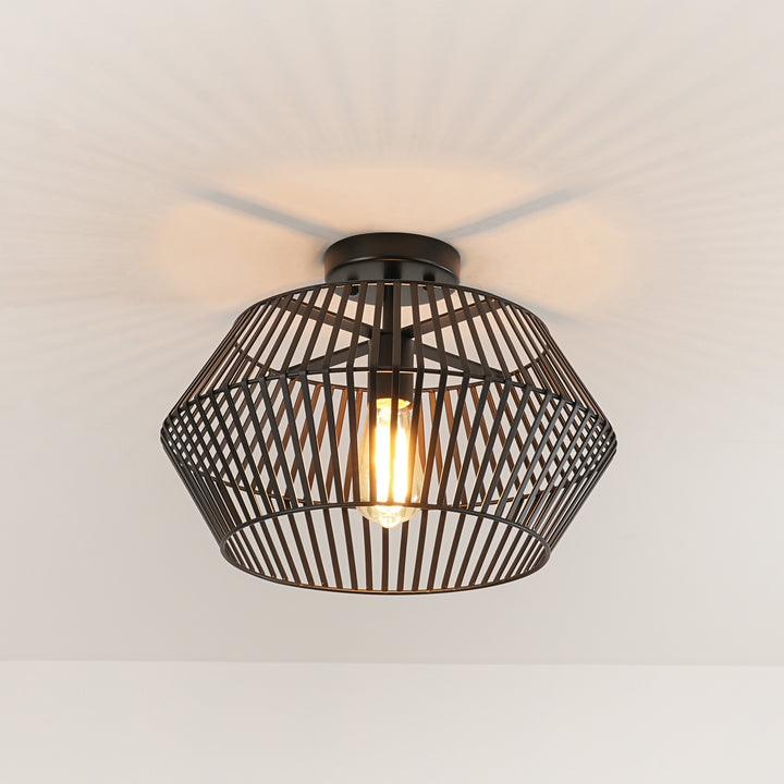 Arcluna 1-Light Dimmable Lantern Industrial Flush Mount (16") Brightelier