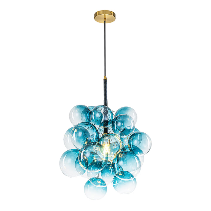 Soluma Gradient Blue Glass Mid-Century Modern Bubble Chandelier (20") Brightelier