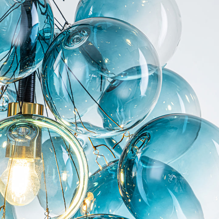 Soluma Gradient Blue Glass Mid-Century Modern Bubble Chandelier (20") Brightelier