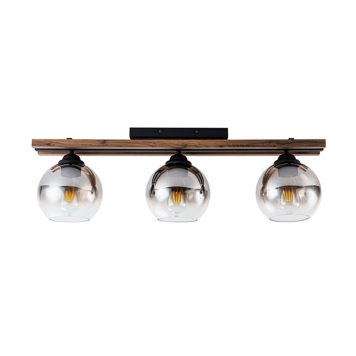 Zylla 3-Light Dimmable Wood & Glass Farmhouse Shaded Flush Mount(31") My Store