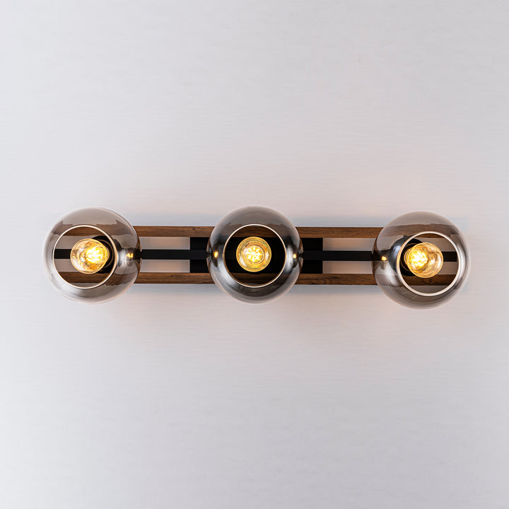 Zylla 3-Light Dimmable Wood & Glass Farmhouse Shaded Flush Mount(31") Brightelier