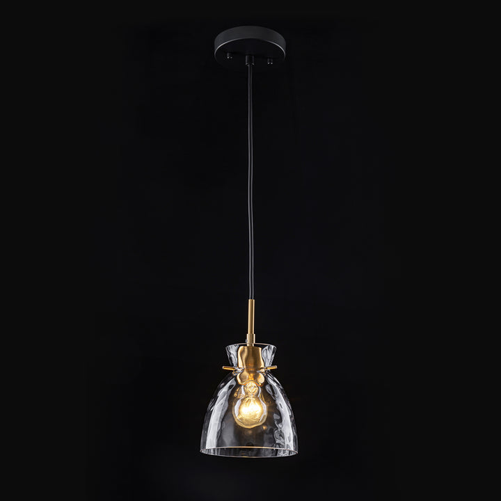 Sylvia 1-Light Waterfall Glass Hammered Dome Mid-Century Modern Pendant (6") Brightelier