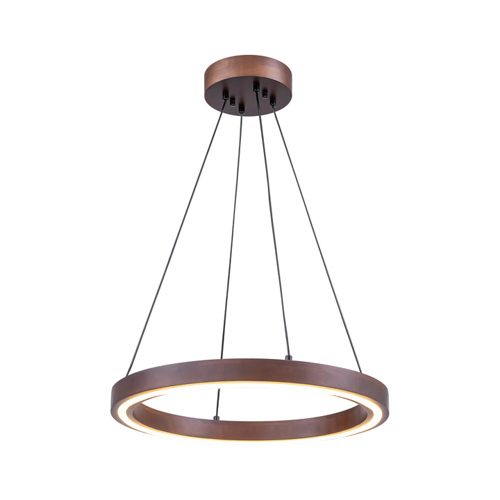 Brixia 1-Light Dimmable Aluminum LED Wagon Wheel Wood Chandelier (20") Brightelier