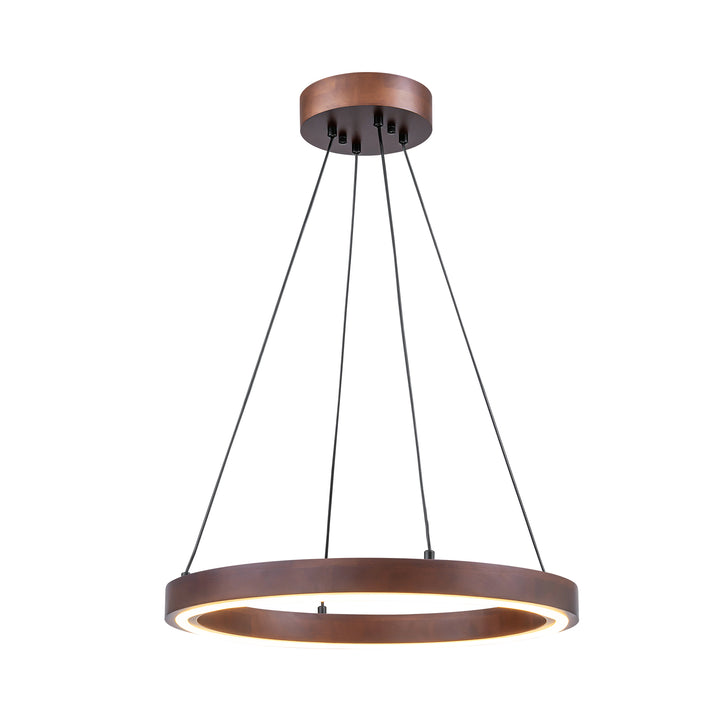 Brixia 1-Light Dimmable Aluminum LED Wagon Wheel Wood Chandelier (20") Brightelier