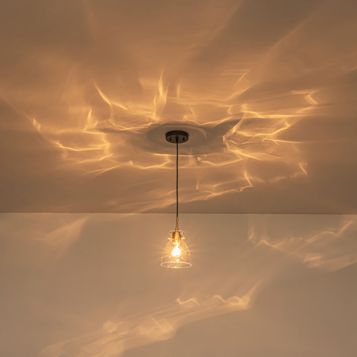 Sylvia 1-Light Waterfall Glass Hammered Dome Mid-Century Modern Pendant (6") Brightelier