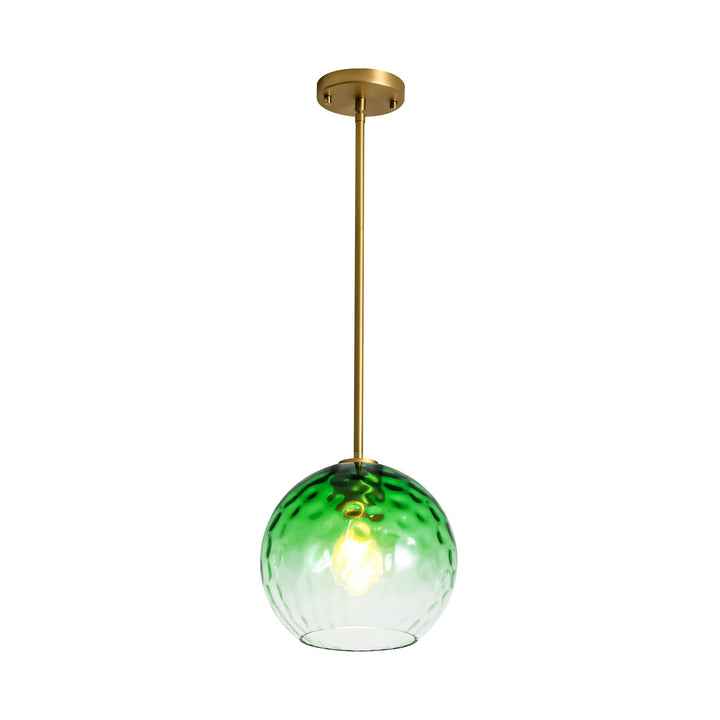 Sylvia 1-Light Dimmable Green Gradient Glass Transitional Globe Pendant (10") My Store