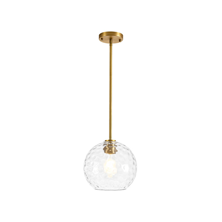 Brillara 1-Light Dimmable Stone-Pattern Glass Minimalist Dome Pendant (9") My Store