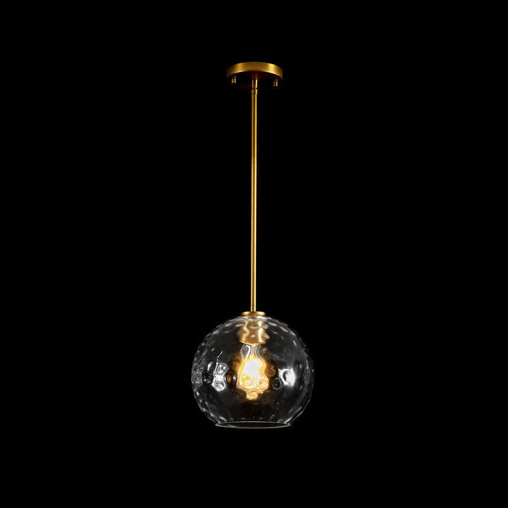 Brillara 1-Light Dimmable Stone-Pattern Glass Minimalist Dome Pendant (9") My Store