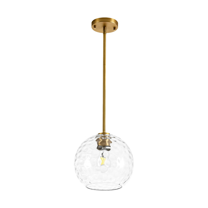 Brillara 1-Light Dimmable Stone-Pattern Glass Minimalist Dome Pendant (9") My Store