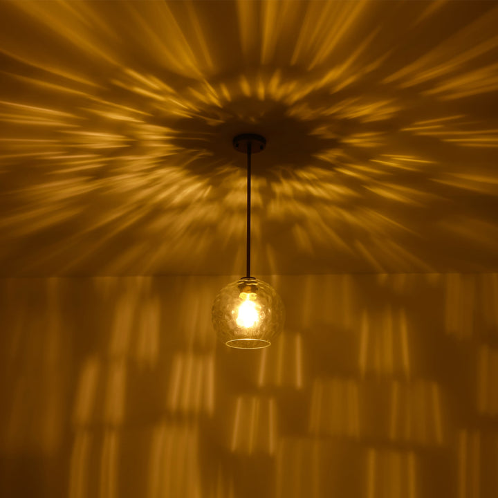 Brillara 1-Light Dimmable Stone-Pattern Glass Minimalist Dome Pendant (9") My Store