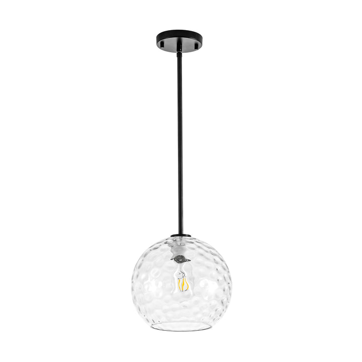 Brillara 1-Light Dimmable Stone-Pattern Glass Minimalist Dome Pendant (9") My Store