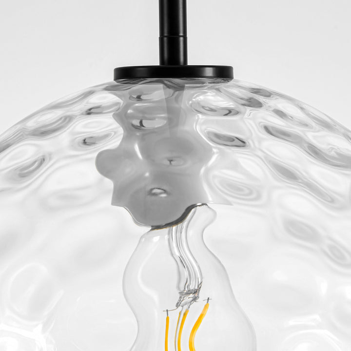 Brillara 1-Light Dimmable Stone-Pattern Glass Minimalist Dome Pendant (9") My Store