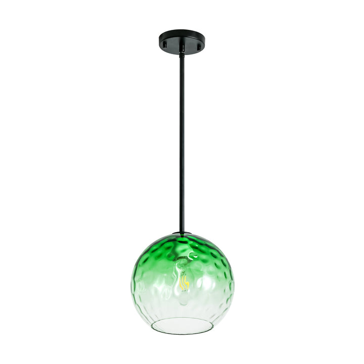 Sylvia 1-Light Dimmable Green Gradient Glass Transitional Globe Pendant (10") My Store