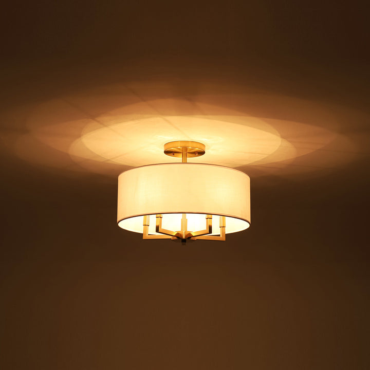 Rovista 5-Light Dimmable Fabric Boho Drum Semi-Flush Mount (20") My Store