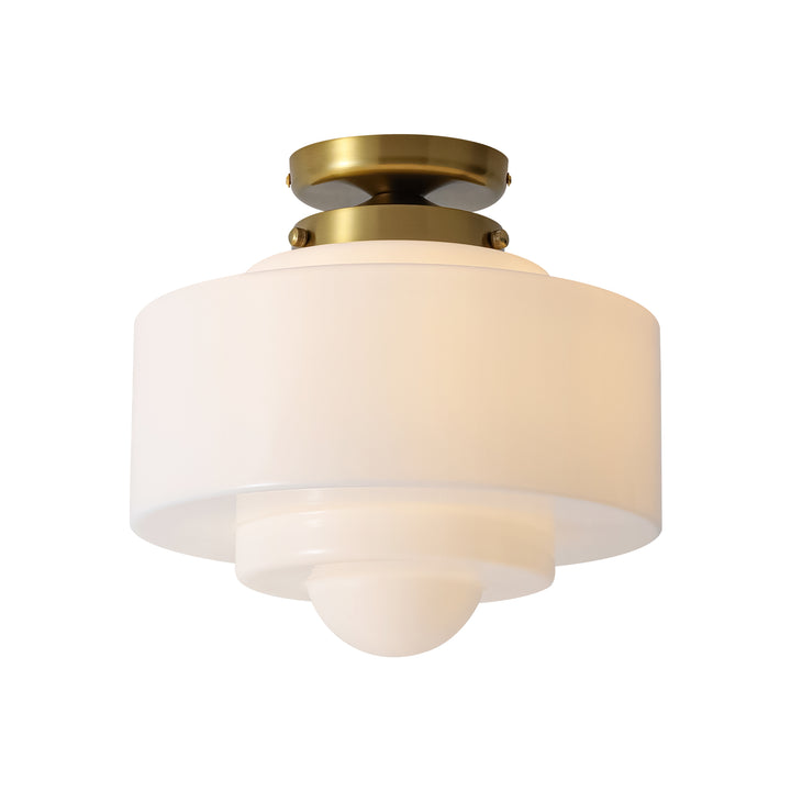 Terrana 1-Light Opal Cake-Shaped Mid-Century Ceiling Light (12") Brightelier