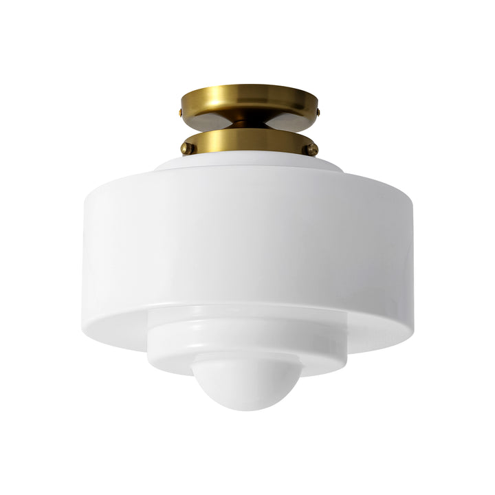 Terrana 1-Light Opal Cake-Shaped Mid-Century Ceiling Light (12") Brightelier