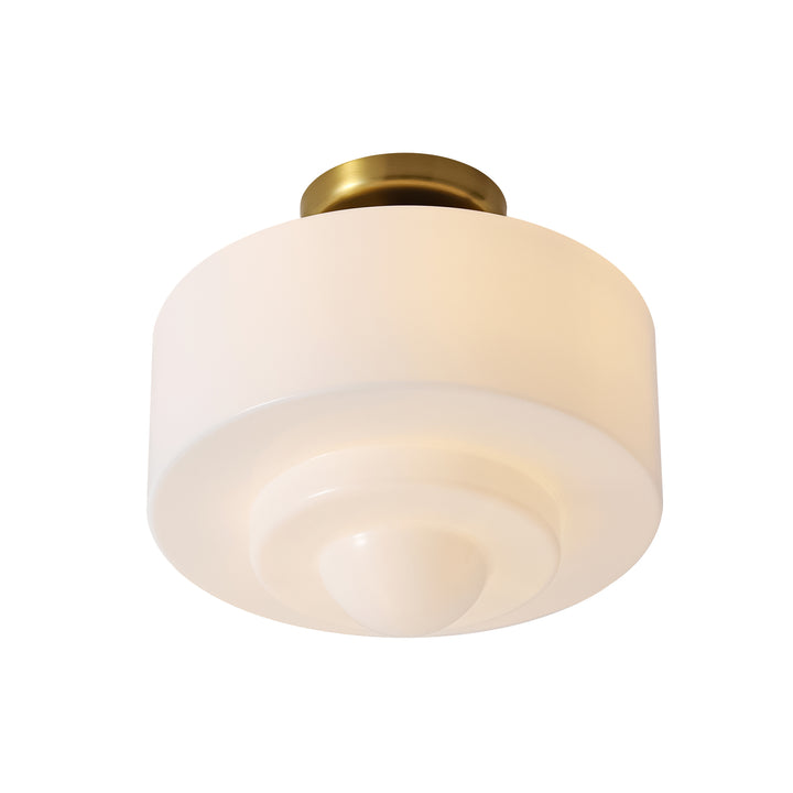 Terrana 1-Light Opal Cake-Shaped Mid-Century Ceiling Light (12") Brightelier