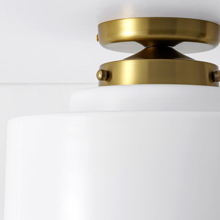 Terrana 1-Light Opal Cake-Shaped Mid-Century Ceiling Light (12") Brightelier