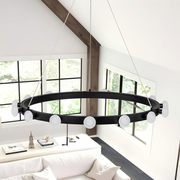 Glintory 12-Light LED Wagon Wheel Integrated Modern Chandelier (34") My Store