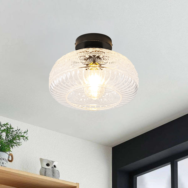 Velthra 1-Light Dimmable Glass Traditional Shaded Flush Mount (11")