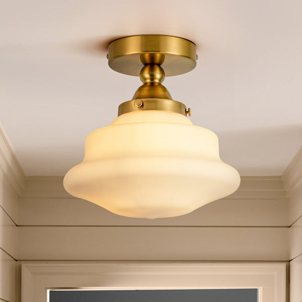 Framix 1-Light Dimmable Glass Transitional Unique Statement Flush Mount (9")