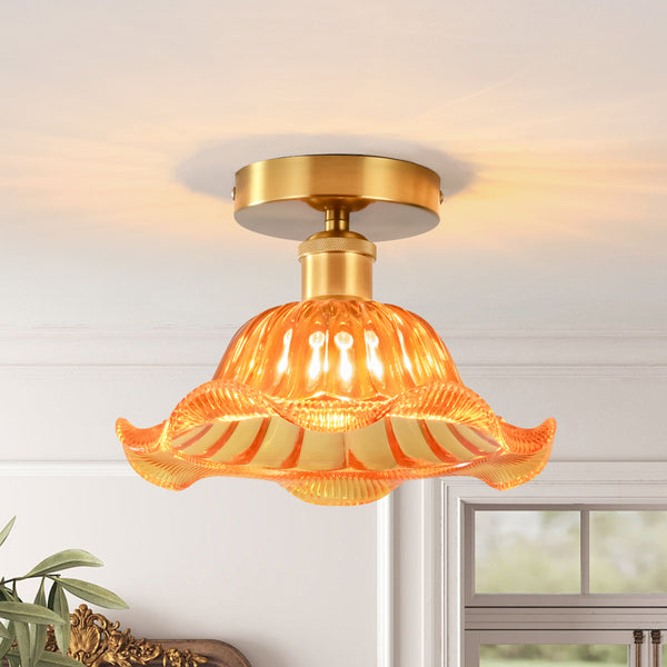 Velthra 1-Light Dimmable Glass Classic Unique Statement Flush Mount (10")